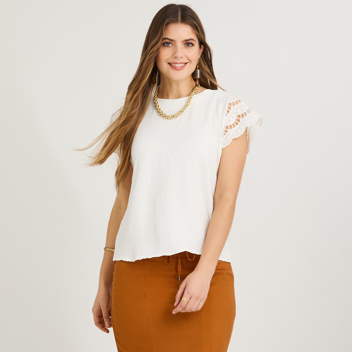 Blusa Manga Broderie Lisa Blanco